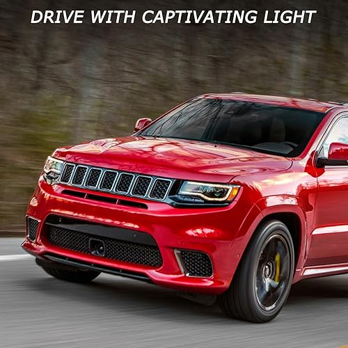 Miniatura 7 de Partzer Conjunto de faros delanteros para Grand Cherokee 2016-2021, HIDXenon, con LED DRL, lado derecho del pasajero, repuesto 68266648AH 68266646AD