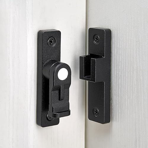 Miniatura 4 de Paquete de 2 pestillos abatibles de 90 grados, de aleación de zinc, para mayor seguridad y privacidad en puertas correderas de granero, armarios,