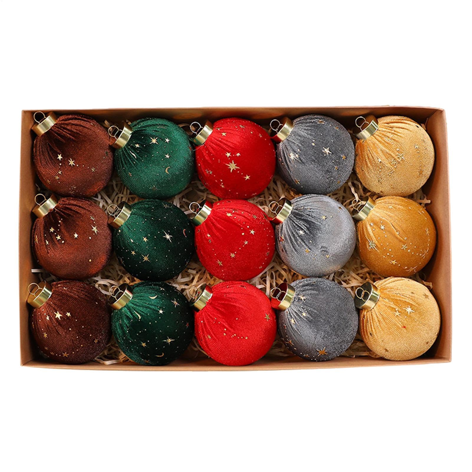Boules de Noël floquées texture rustique incassable, décoration facile pour sapin et fête