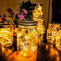 JLJ Napelemes Mason Jar Lámpás Szett 4db - 30 LED Meleg Fehér Tündérfény, Vízálló Kerti Függő Lámpa, Asztali Dekoráció Teraszra, Esküvőre 6