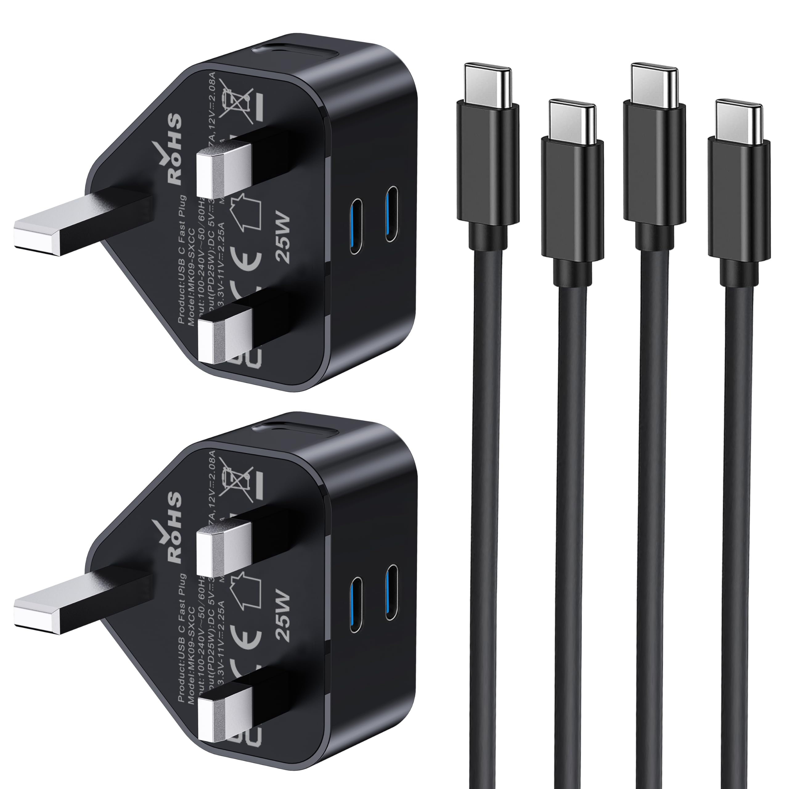 Samsung Charger,2 Pack USB Type C Phone Charger Cable and Plug Charge 25W Super Fast Charging for Galaxy S25/S24/S23/S22/S21fe/S20fe/A06/A05S/A04S/A16/A15/A14/A13/A33/A34/A35/A53/A54/A55/S10/S9