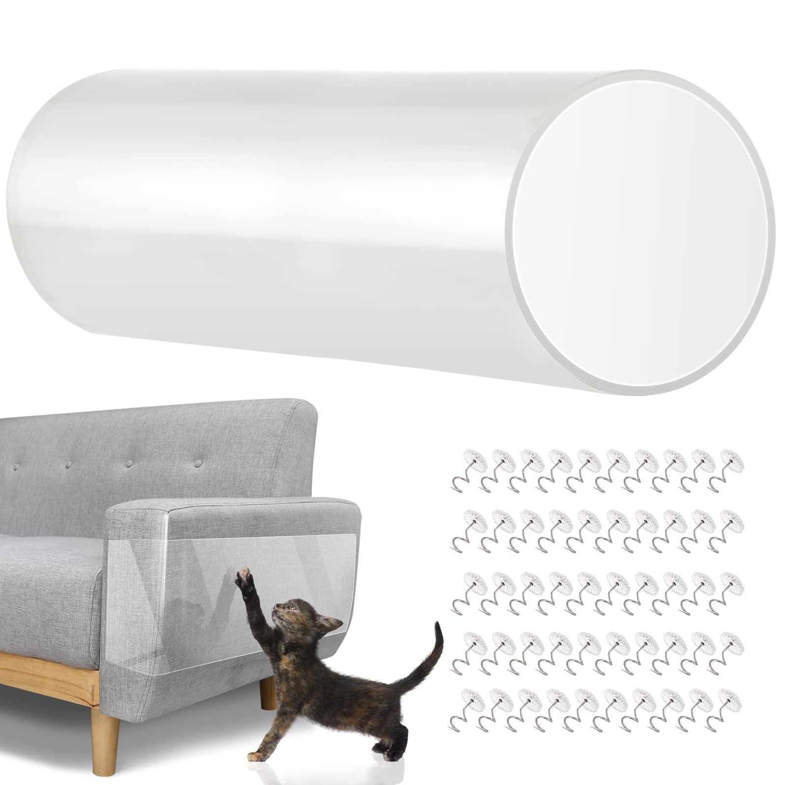 Protecteur de meubles pour chat Lewondr rouleau anti-griffes 40x300cm transparent