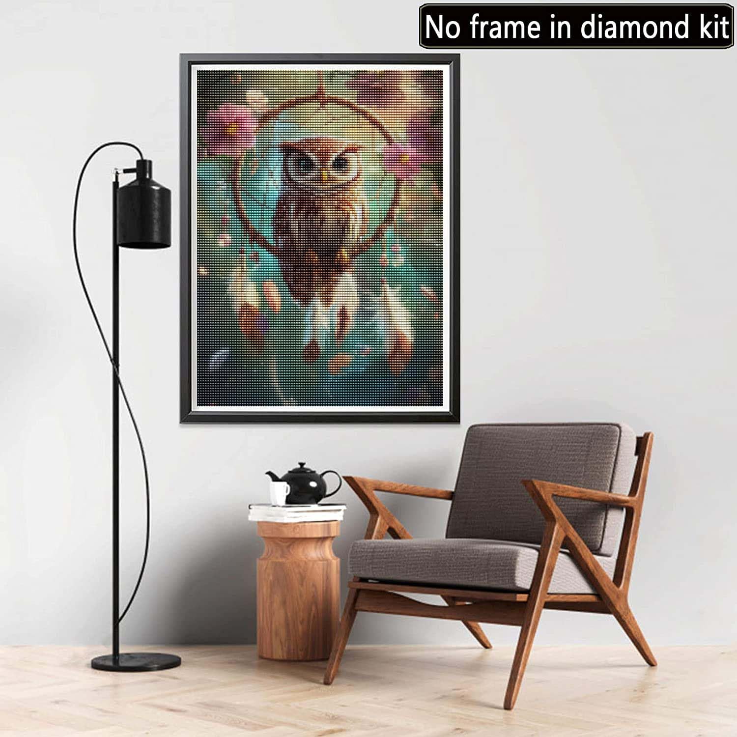 Kit Peinture Diamant 5D QQYRHN – Bébé Hibou, 30x40 Cm – Toile Autocollante, Diamants Ronds, Outils Inclus