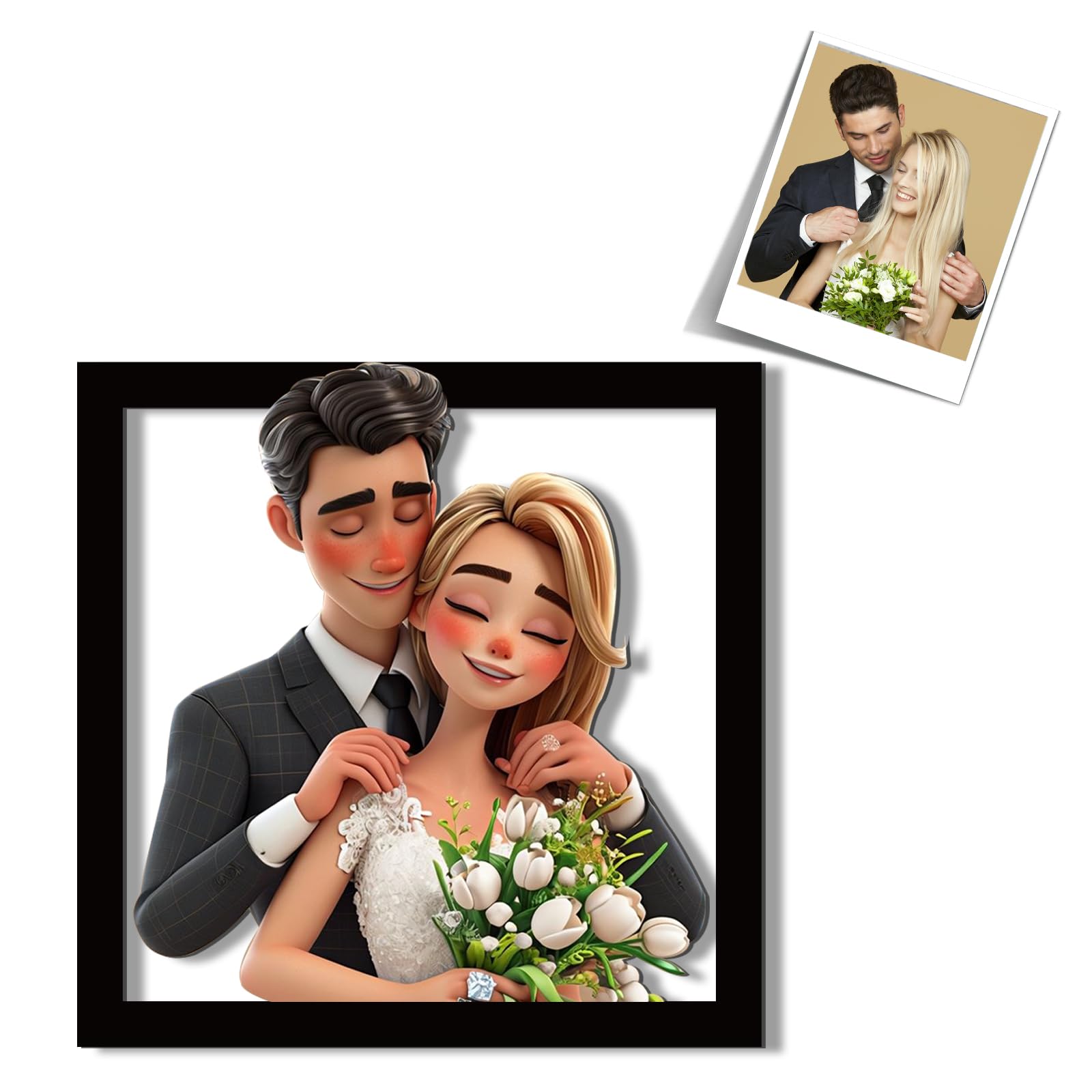 GMDLSK Personalizado Estilo de Dibujos Animados 3D Foto Marco de Foto de Madera Signo, Foto de Familia Personalizada, Marcos decorativos de madera, Regalos de Cumpleaños Matrimonio Boda y Navidad