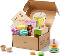 Vista 1 de Tiny Land Set de Juguetes Montessori para Bebés de 1 Año Kit de Juego Pensador - Juguetes de Aprendizaje de Madera 5 en 1 con Caja de Clavijas