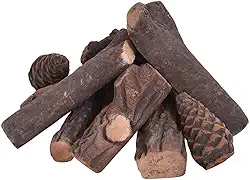 Conjunto de madeira sintética de propano para lareira de cerâmica com 9 peças
