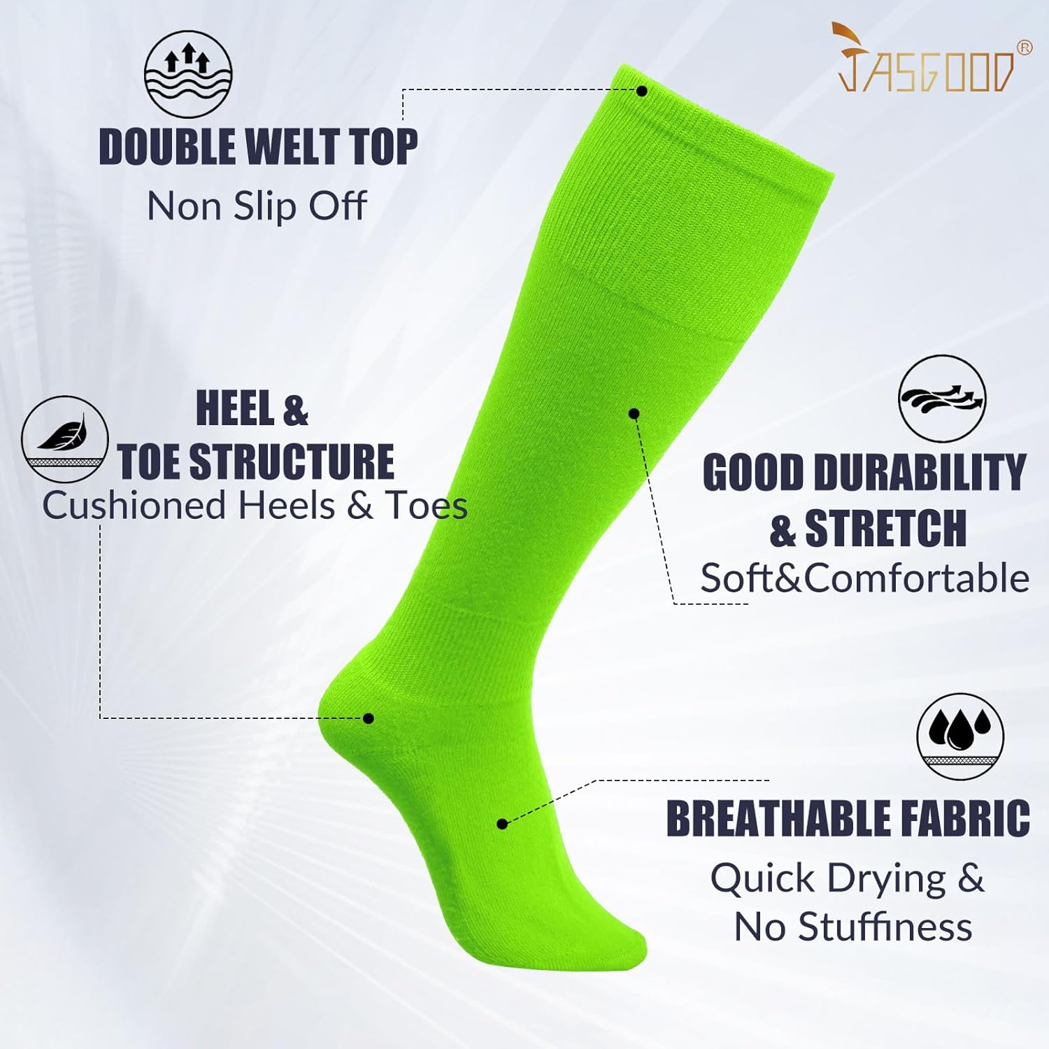 JASGOOD 2 Pack Baseball Socks and Belt Combo Set Softball Socks and Belts Elastic Waist Belt for Youth and Adult Boys - Image 4