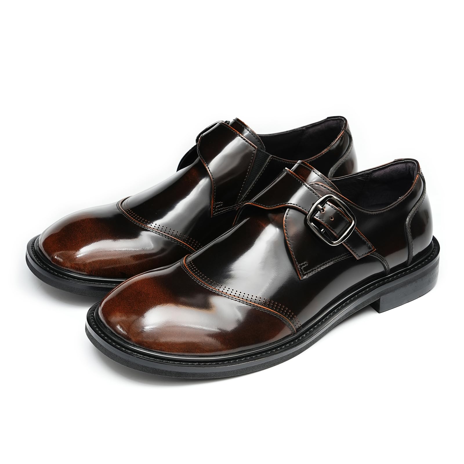 Genérico Zapatos Monk Casuales de Negocios para Hombre Zapatos Formales en Piel con Hebilla