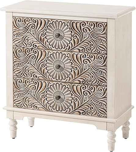 Miniatura 70 de HOMPUS Juego de 2 mesas auxiliares con cajón y estante, juegos de mesitas de noche vintage con cajón de patrones, mesita de noche de grano de 1