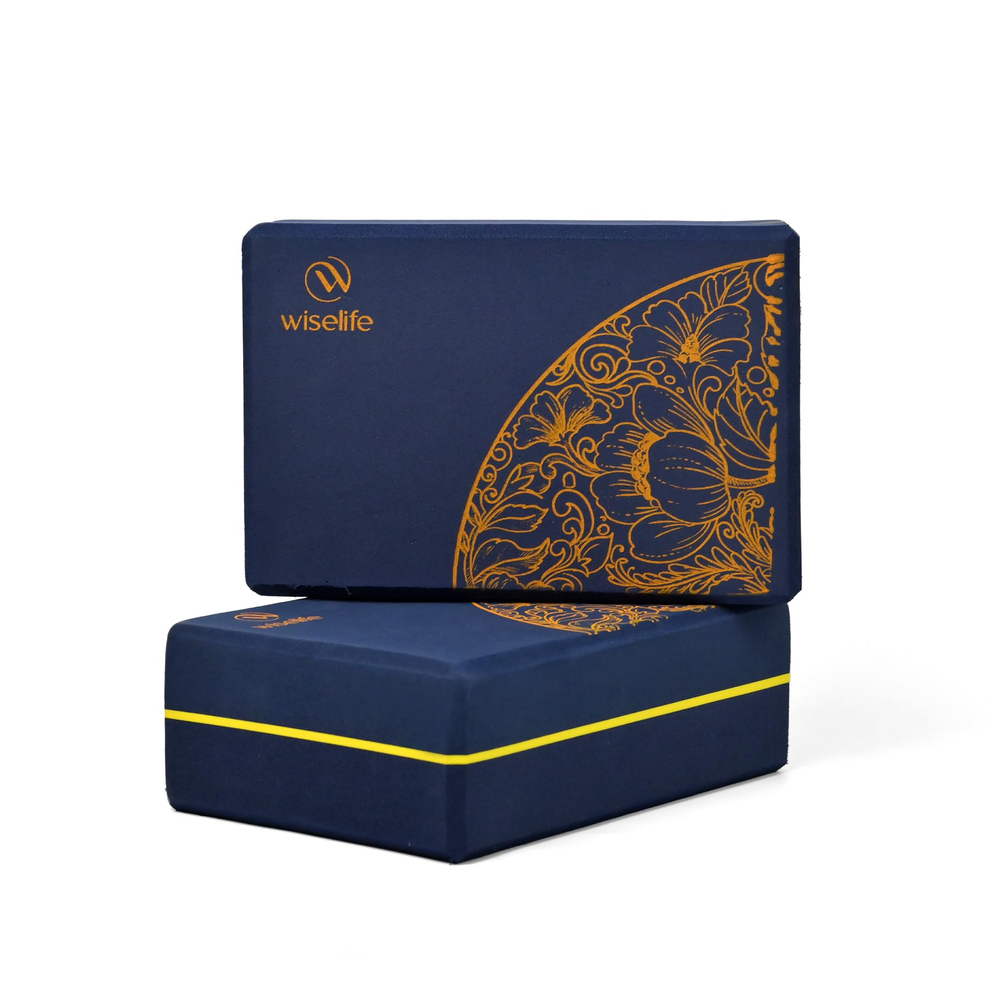 WiseLife Printed Yoga Blocks | Yoga Brick (Pack of 2, Extra Large Size), High-Density EVA Foam Soft Surface for Balance, Support & Performance, Strength Training Exercise (Midnight Blue)-image-10