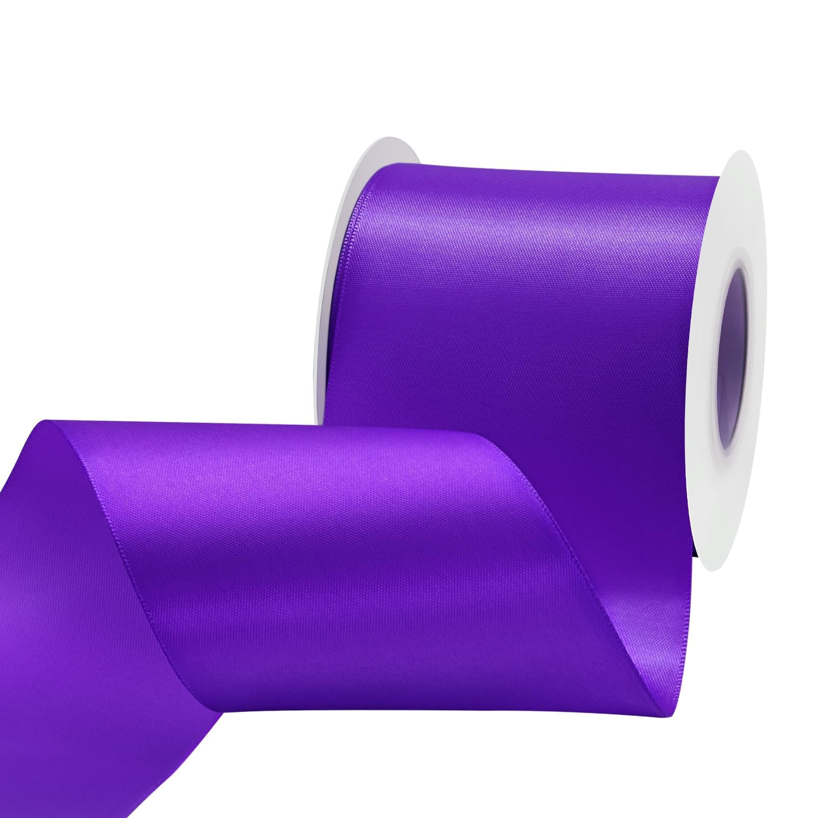 Purple Satin Ribbon 3 inch X 15 Yards Polyester Ribbon for Gift Wrapping Very Suitable for Weddings Party Hair Bow Invitation Decorations and More