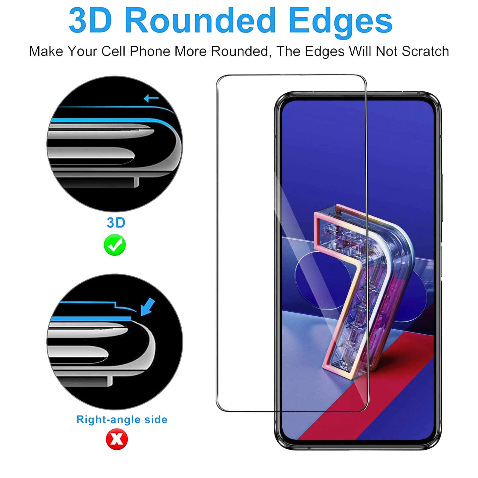 AYSOW Pezzi Pellicola Protettiva Compatibile con ASUS ZENFONE 7 PRO Vetro temperato 0.3mm 9H Durezza 2.5D Film, Anti Graffio, Bolla libera 3 pezzi