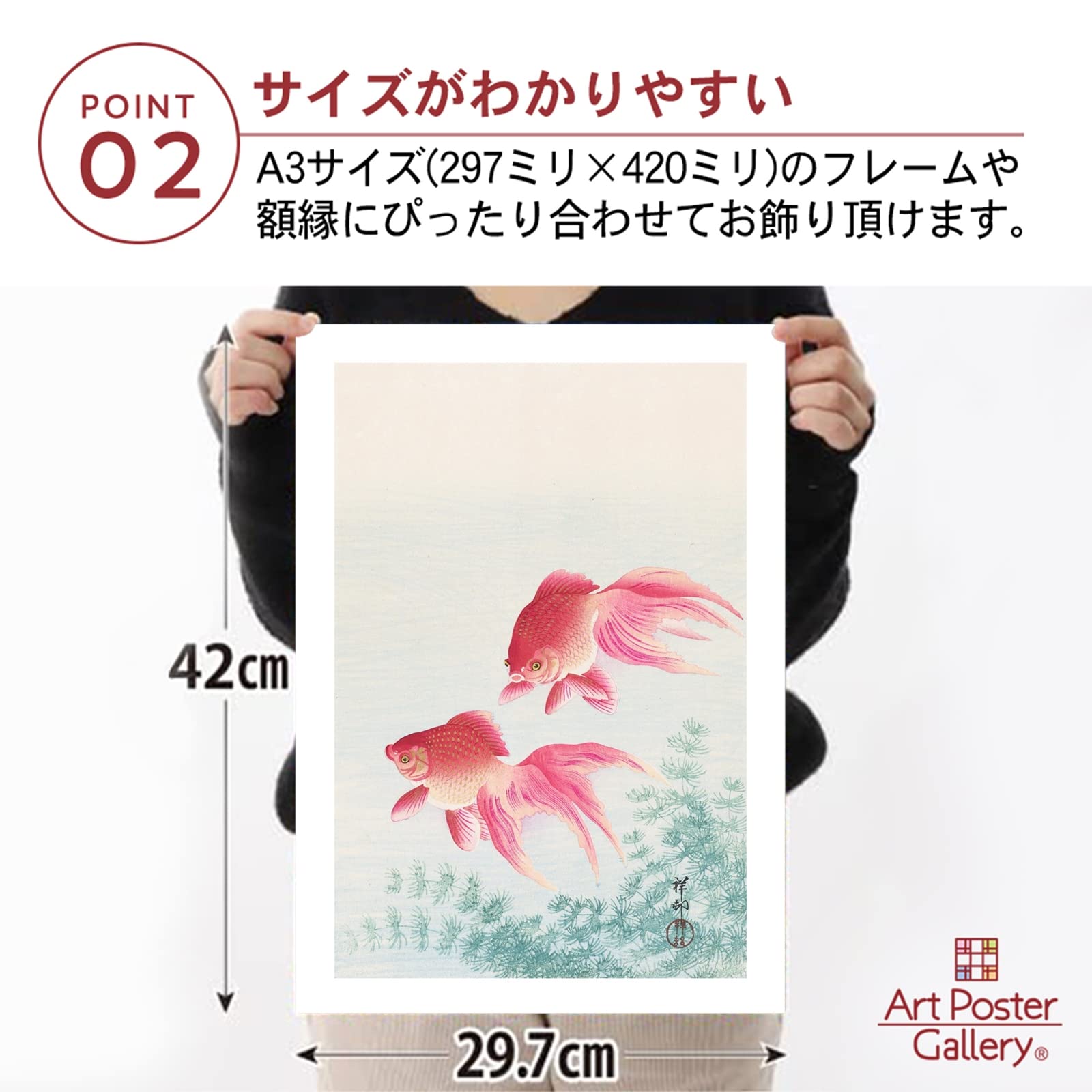 Amazon.co.jp: 小原古邨 ポスター 金魚 日本画 A3サイズ 日本製