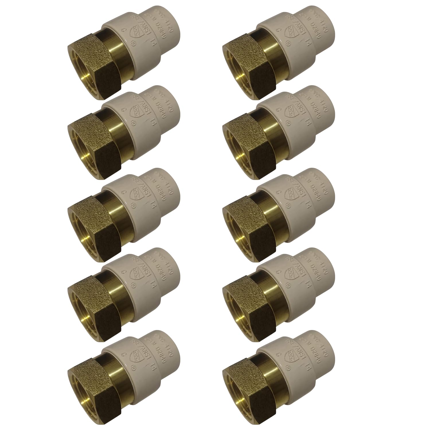 Photo 1 of 10 Pack XFITTING 1/2" CPVC to Brass FNPT Adapter 1/2" CPVC Female Adapter