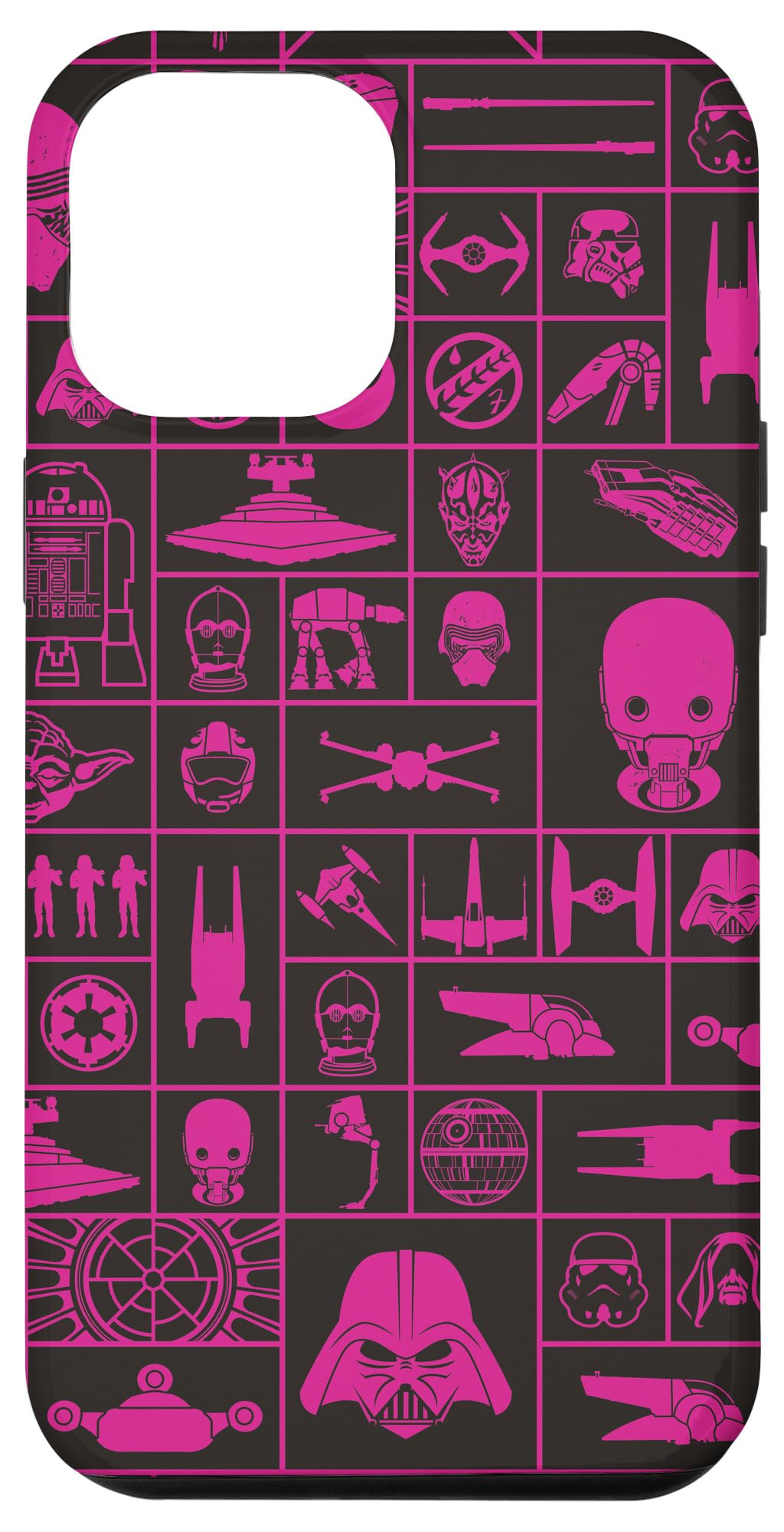 Coque iPhone 12 Pro Max Star Wars Galactic Grid Rose robuste pour protection de téléphone