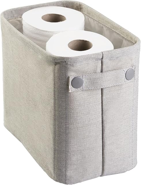 mDesign Large Toilet Paper Storage - Made of Cotton - an Elegant Solution to Toilet Roll Storage - Also Ideal as a Bathroom Storage Basket for Towels and Newspapers - Light Gray