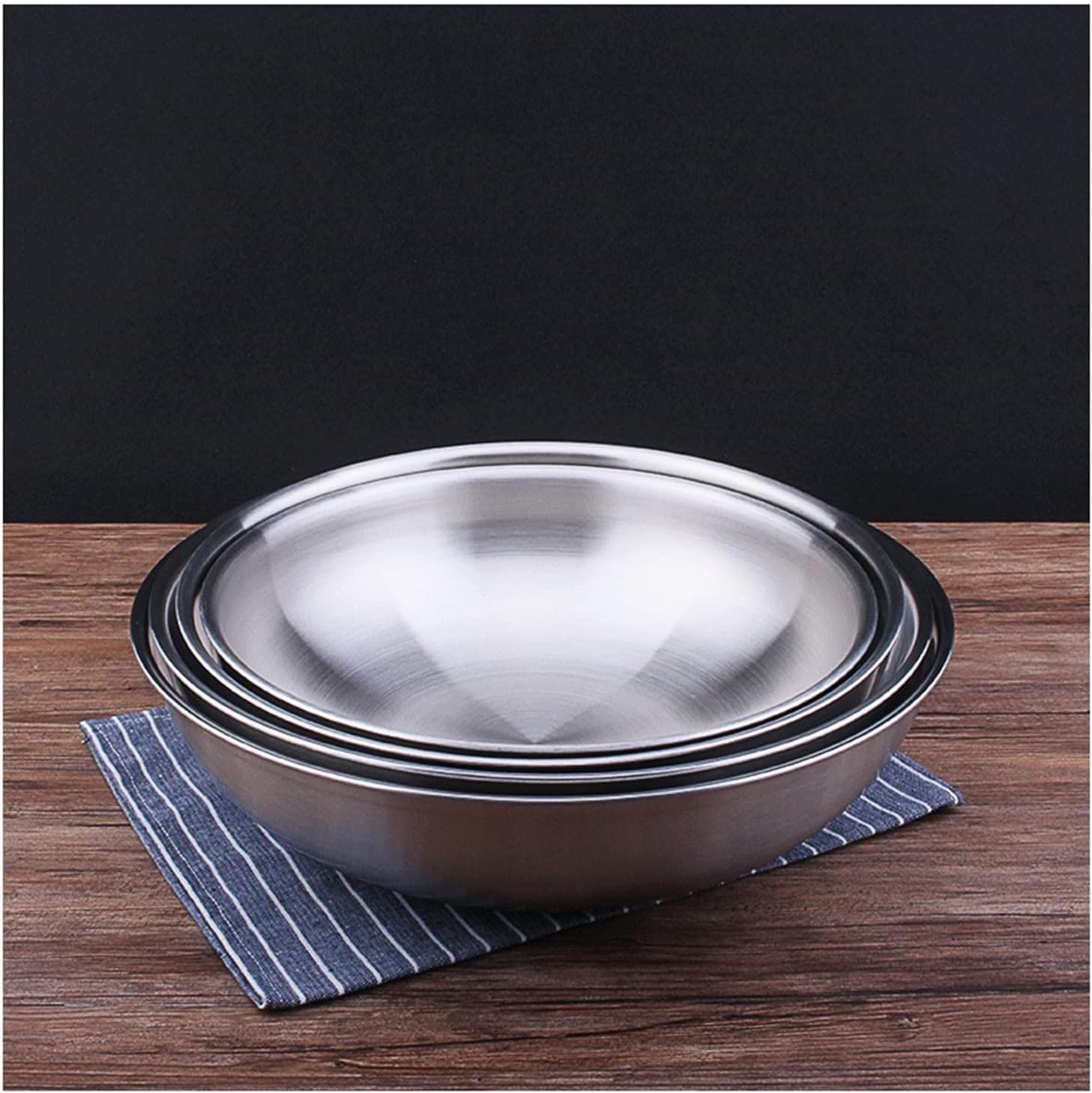 Stainless Steel Pots and Bowls 4 Piece Set, Barbecue Serving Trays, Mixing Salad Bowls, Cooking Baking for Induction Cooker