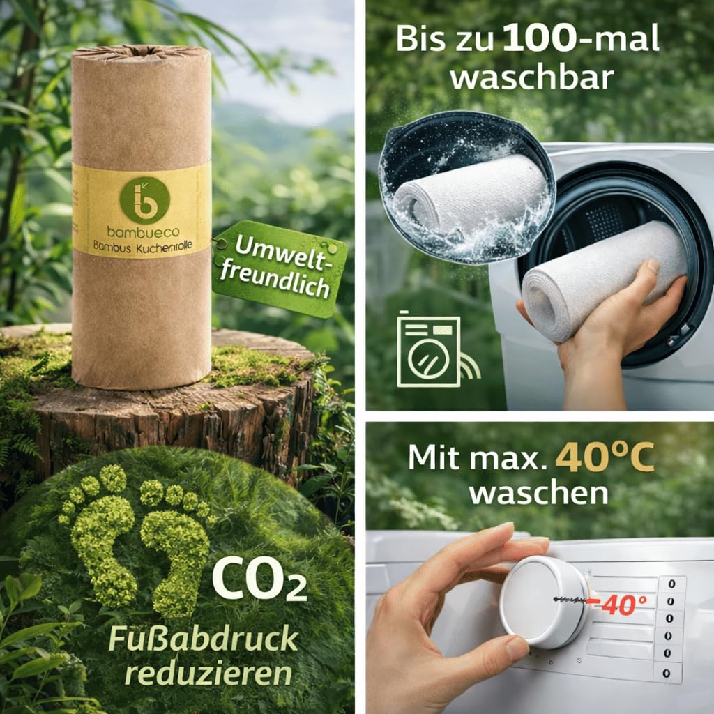 Bambus Allzwecktcher - Kchenrolle - waschbare Haushaltstcher - extrem  Saugstark und Reifester als normale Kchentcher - ersetzt bis zu 60  Haushaltsrollen - 8 Rollen : Amazon.de: Drogerie & Krperpflege