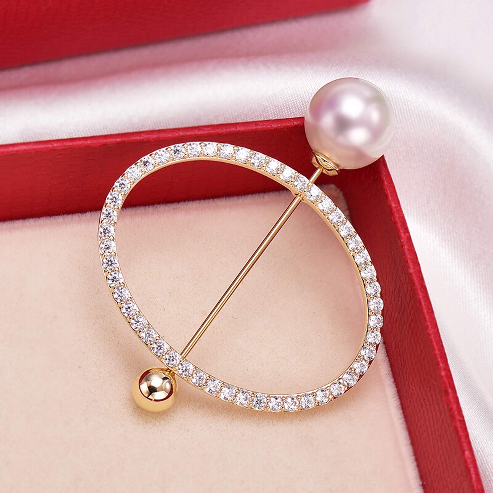 Broschen für Damen, Hochzeit, glitzernde Brosche, Elegante Brosche mit Imitationsperle, Pullover-Schal-Clips, zweizweckige EIN-Wort-Brosche