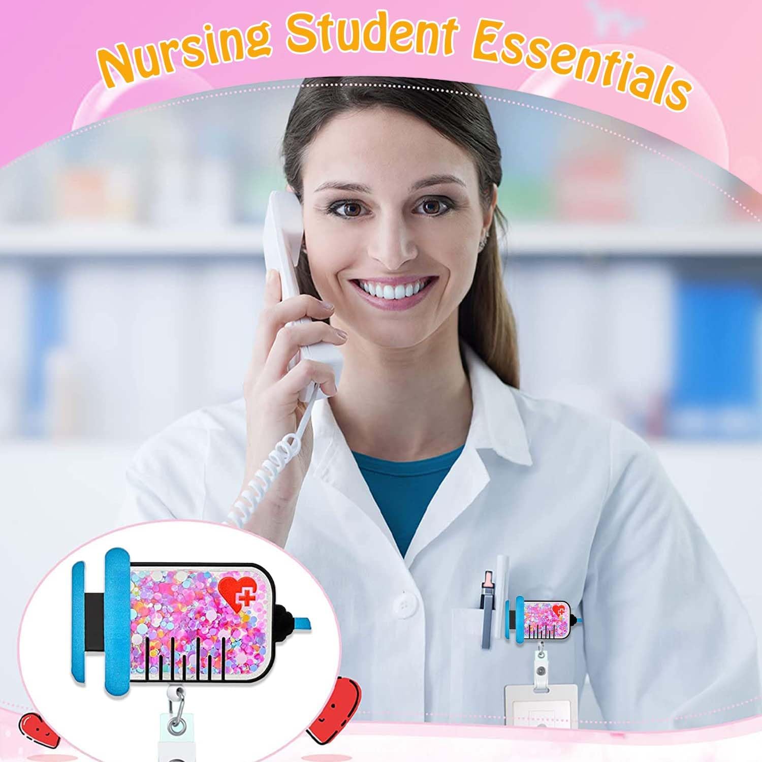 Phlebotomy Nurse Badge Reel Holder, Funny Phlebotomist Badge Reels Retractable for Nurses, Cute Badge Clip, RN LVN CNA LPN Nursing Student, ID Card Badge with Alligator Clip Accessories - Image 5