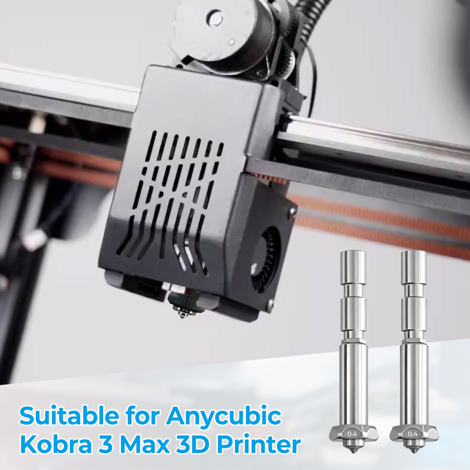 Lot de 4 buses Kobra 3 Max de 0,4 mm, buse à changement rapide intégrée en acier trempé, buse de pulvérisation chaude, kit de buse de 0,4 mm Compatible with Anycubic Kobra 3 Max