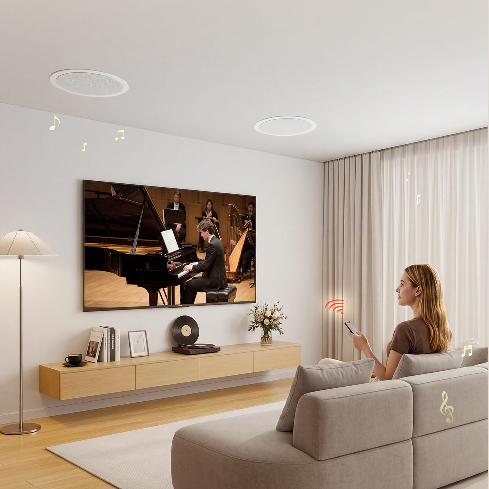 VEVOR Altoparlanti da Incasso a Soffitto 2 pezzi, Altoparlanti con Bluetooth da Incasso da Parete 203,2 mm per Uso Interno Soggiorno Home Theater Montaggio a 2 Vie Potenza Picco Singola 50 W