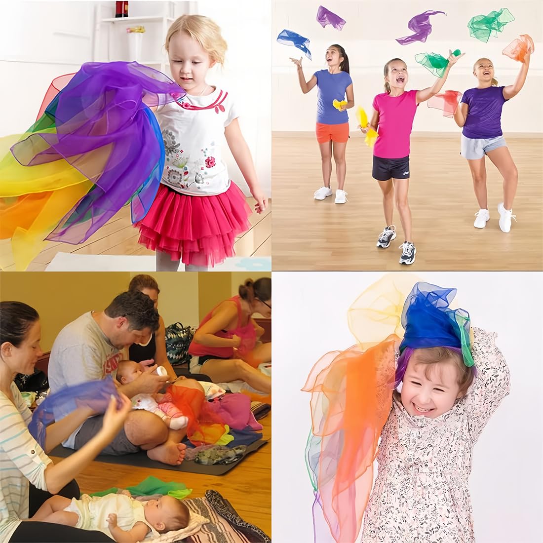 CATOR 12 Pañuelos de Baile Multicolor para Niños y Adultos (60x60cm)