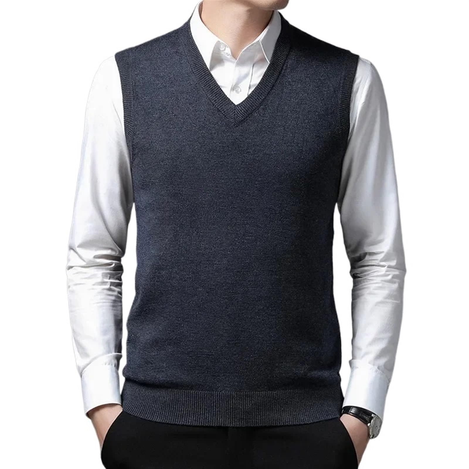 Gilet sans manches chaud pour homme en tricot isolant et respirant couleur gris