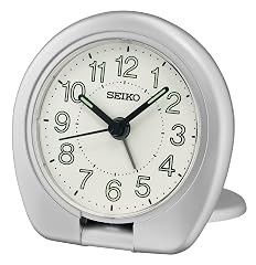 SEIKO Sakai Travel Bedroom Alarm Clock, White/Metallic Silver SEIKO Sakai Travel Bedroom Alarm Clock, White/Metallic Silver product image