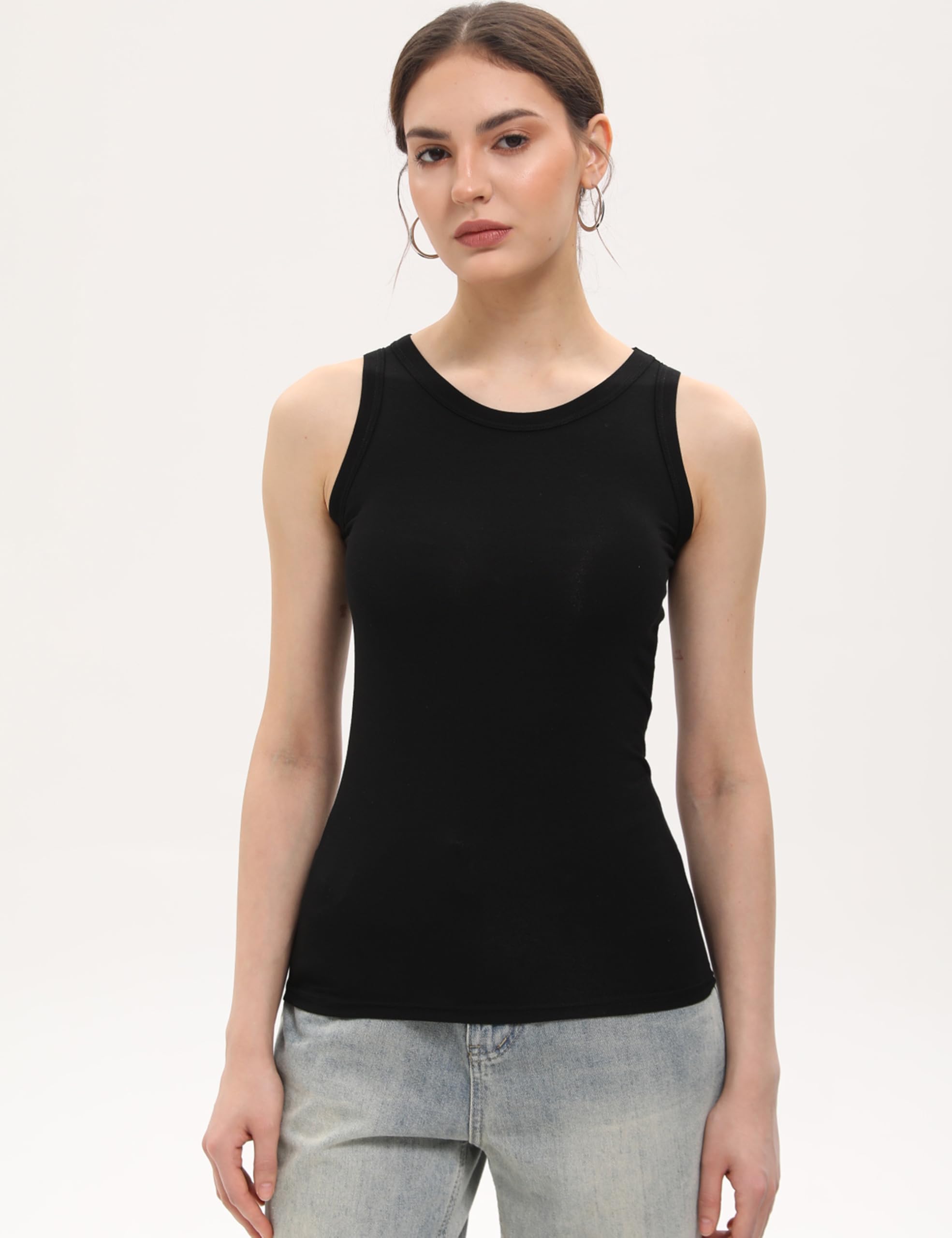 BQTQ 5 Pièces Débardeurs Femme Col Rond Yoga Débardeur Fitness sans Manches | Débardeur Femmes Décontractés Été Tank Top, Ajustée Tank Tops Slim Fit Basic Décontracté Haut Débardeur Femme Large Bretelles