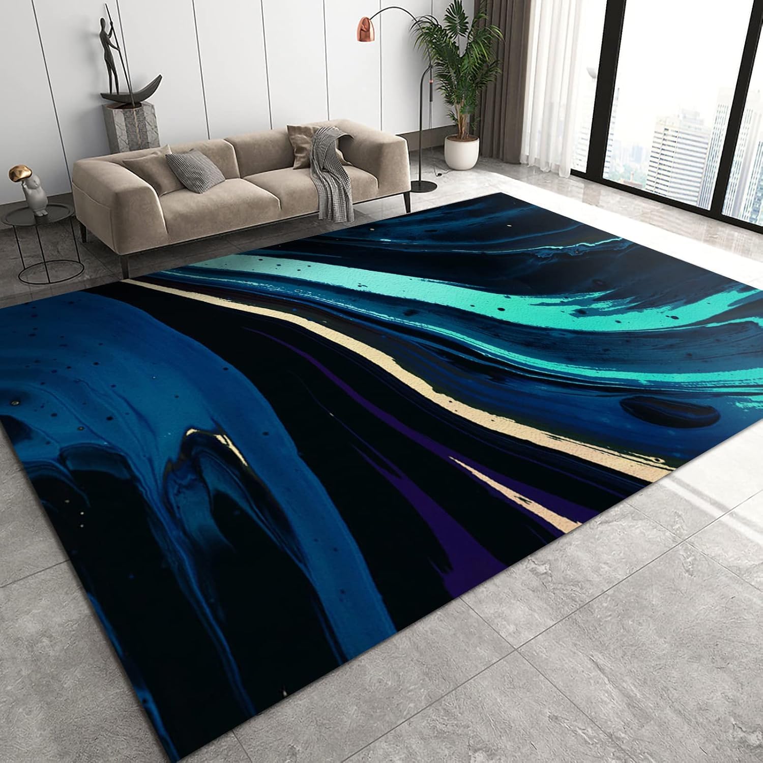 Tapis de zone anti-glisse marbre 120x160 cm pour sol sécurisé