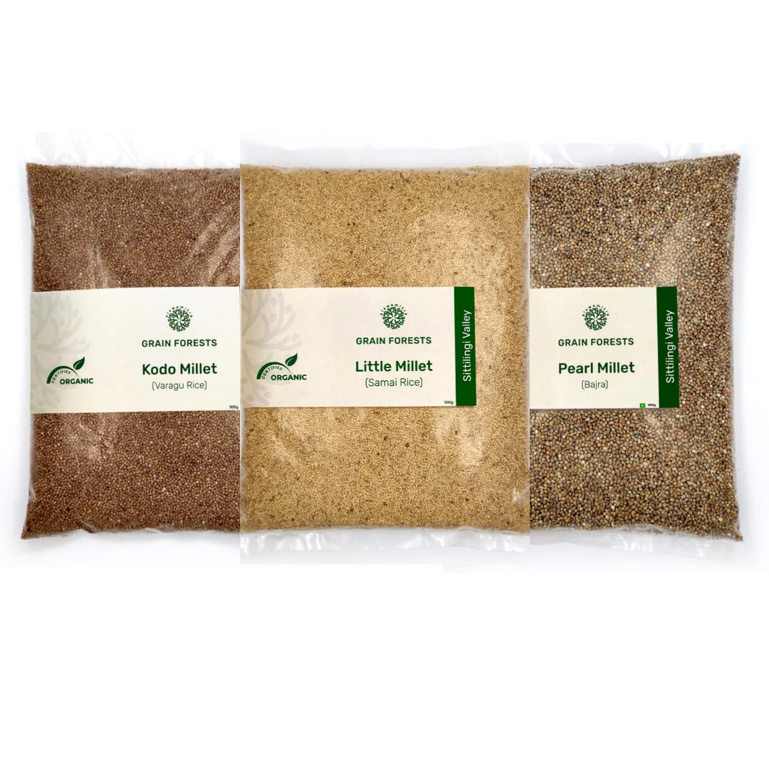 Buy Grain Forests Mix Millet Grains Combo Pack Of 3 Bajra, Kodo