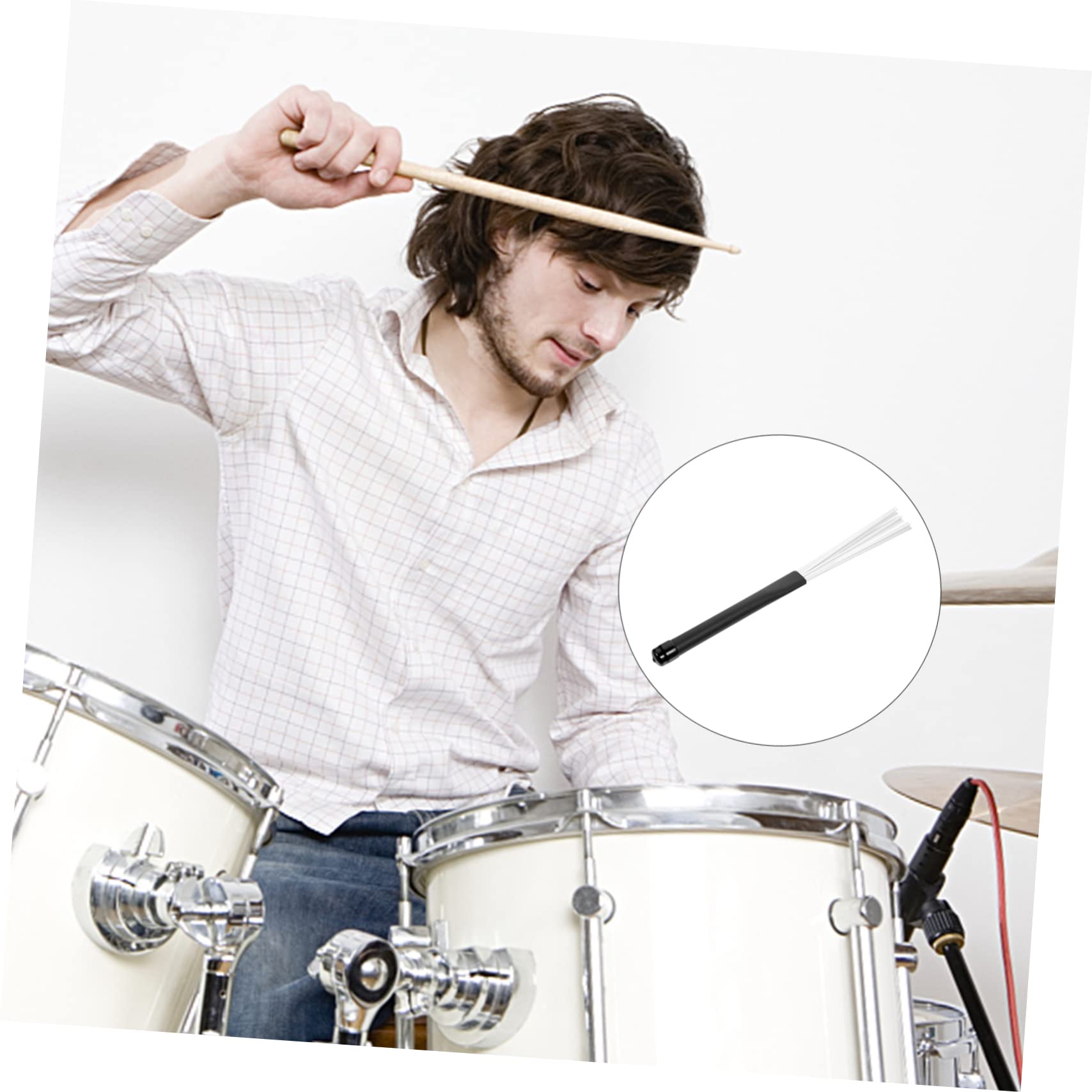 ibasenice 4pares Cepillos De Retráctiles De Nylon Con Mango De Plástico Para Instrumentos De Percusión Para Jazz y Batería