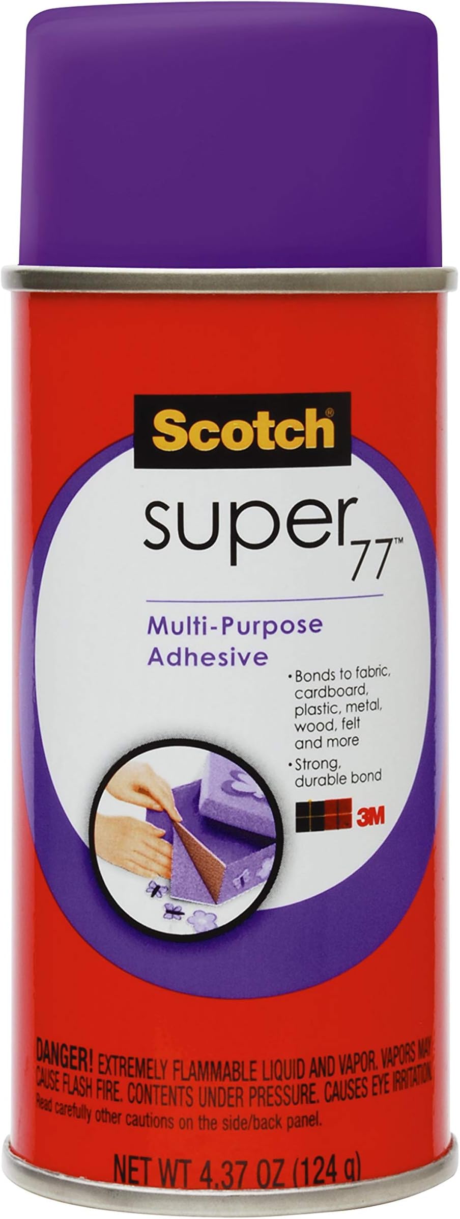 Scotch Brand 021200964671 3M Super 77 Multi-Purpose Adhesive, 4.37-Ounce, 4.37 Oz, Clear