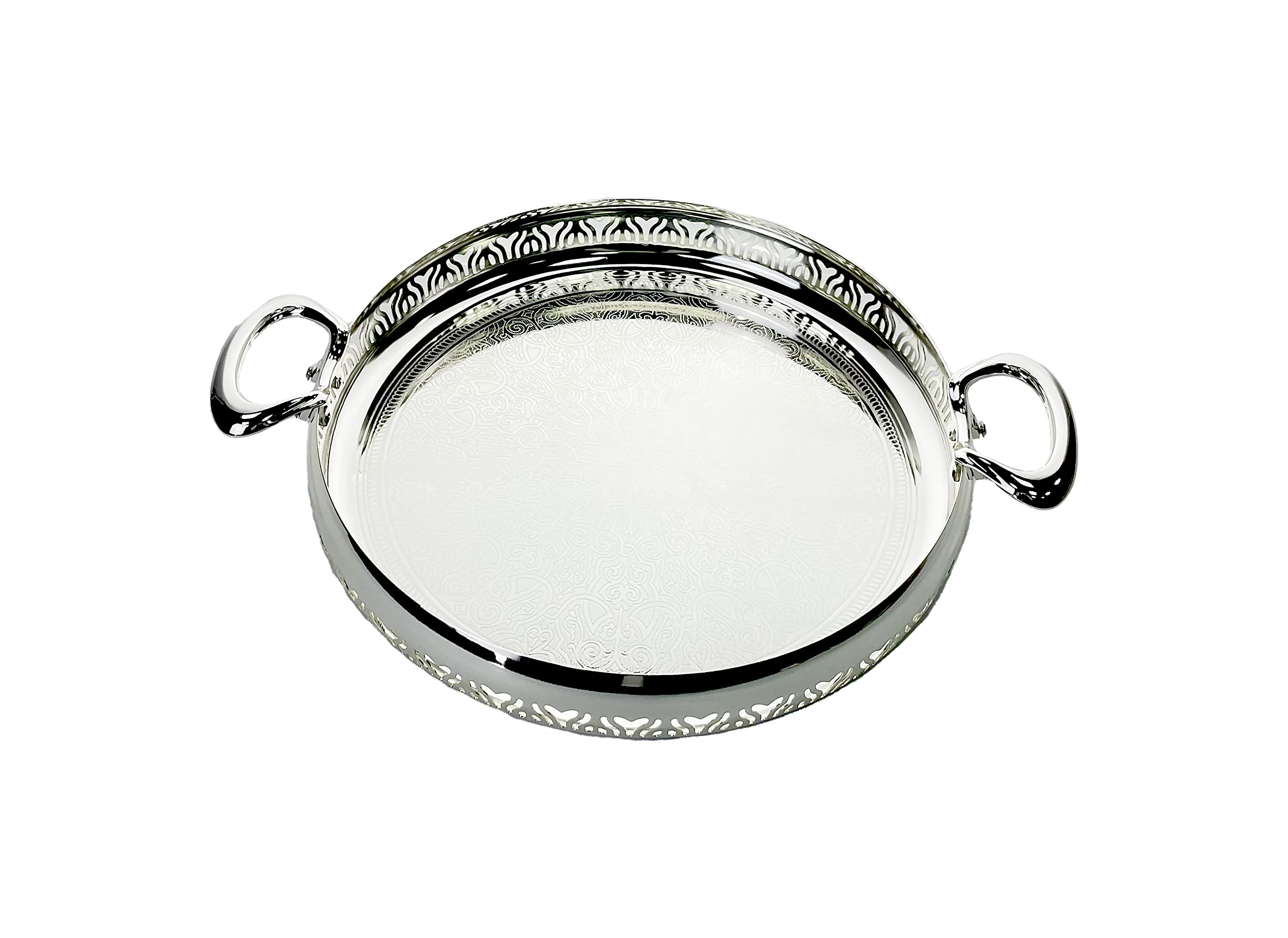 Silverplated Small Size Round Tray Silver Colour 35X5.6 Cm