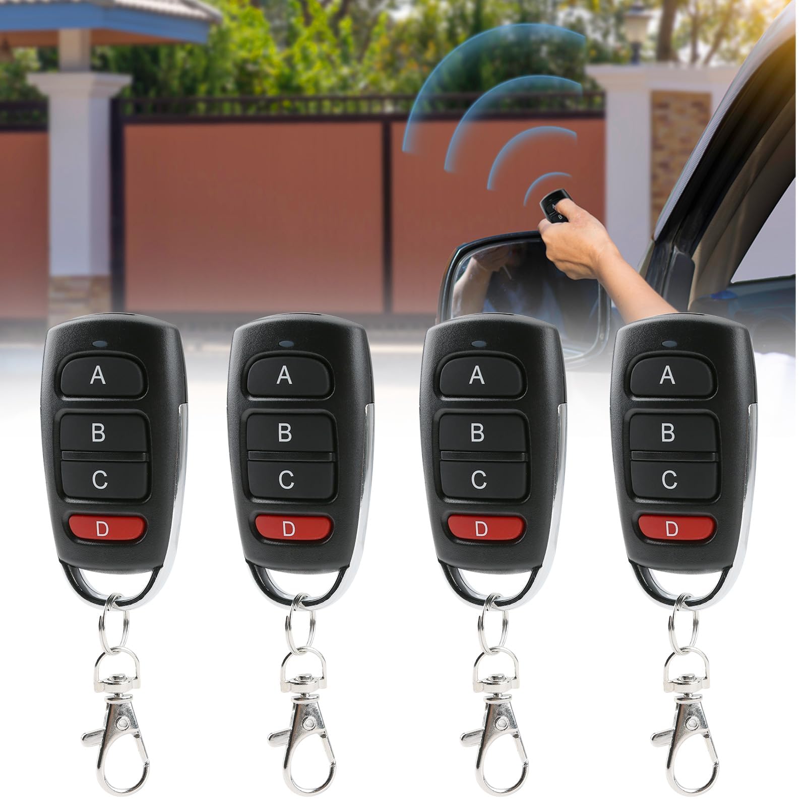Telecomando Cancello Universale 433 MHz 4 Pezzi Duplicatore Chiave per Garage Cancelli