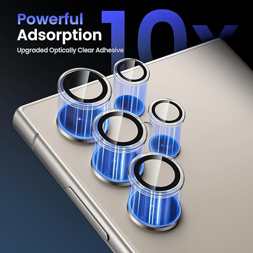 Miniatura 13 de Tensea Protector de lente de cámara Samsung Galaxy S24 Ultra 5G, protector de pantalla de vidrio templado 9H, anillo individual de metal para S24