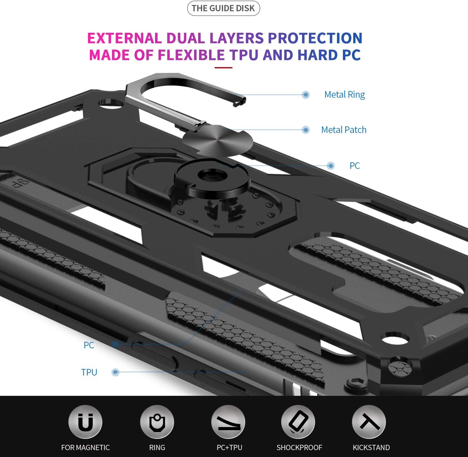 LeYi for Samsung Galaxy S9 Plus Case, Galaxy S9+ Case with [2 Pack] 3D Curved Screen Protector, [Military-Grade] Magnetic Ring Stand Protective Phone Case for Galaxy S9 Plus [NOT FIT S9], Black