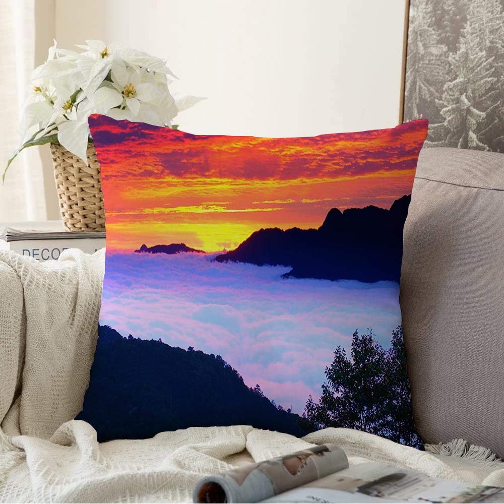 Throw Pillow Case Autumn Scenery Wanyuan Trails Taiwan Far 124K Anchorite Taroko Aesthetic Nature Reaching Landmarks Decorative Case Pillow Covers Soft Pillowcases for Living Room 18x18 Inch