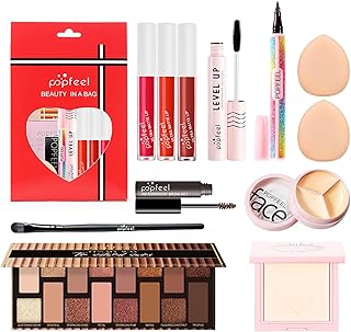 CkFyahp Makeup Set All-in-One Kit, Professional Makeup Starter Set Eyeshadow Palette Lipgloss Concealer Powder Foundation Eyeliner Eyebrow Gel Mascara for Women Girls Beauty Cosmetic Gift