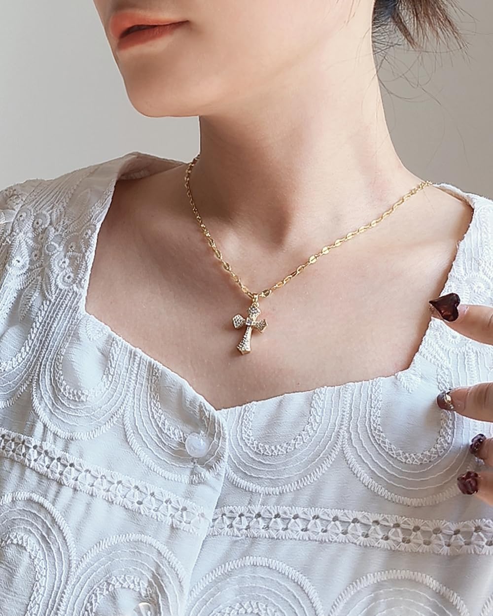 Classic Everyday Pendant Necklace, 14K Gold Plated Cross, Icy Star & Moon, or Minimalist Black Heart, High-Value Jewelry Gift for Women. Birthday, Anniversary, Vanlentine's Day Gift.