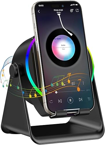 TARKARI Regalos para hombres y mujeres, altavoz de inducción inalámbrico 5 en 1, altavoz Bluetooth con soporte para teléfono celular compatible con