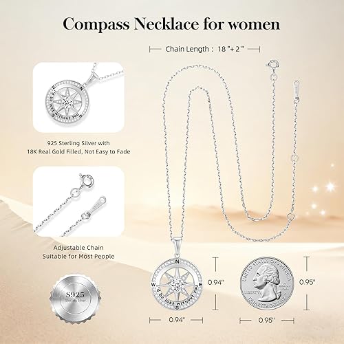 Miniatura 2 de Regalos para esposa, aniversario, brújula, collar para mujer, joyería de cumpleaños para su novia, día de San Valentín, día de la madre, regalos