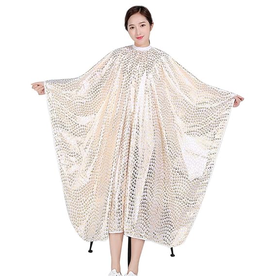 Echaprey Professional Waterproof Salon Hair Styling Cape Peacock Pattern Adults Hair Cutting Coloring Styling Apron Barber Gown (Gold)