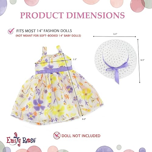 Miniatura 6 de Emily Rose Muñeca de moda de 14 pulgadas, bonito vestido de gasa para primavera/verano con sombrero blanco | Compatible con muñecas Wellie Wishers |