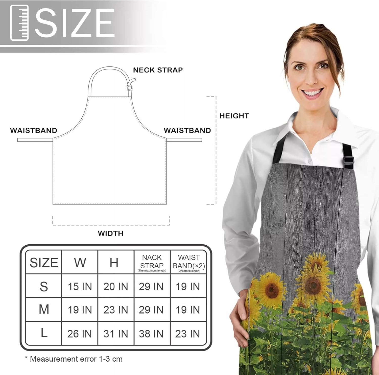 Sunflower Field Board Printed Kitchen Cooking Baking Aprons Canvas Sleeveless for Women Man Kids Home