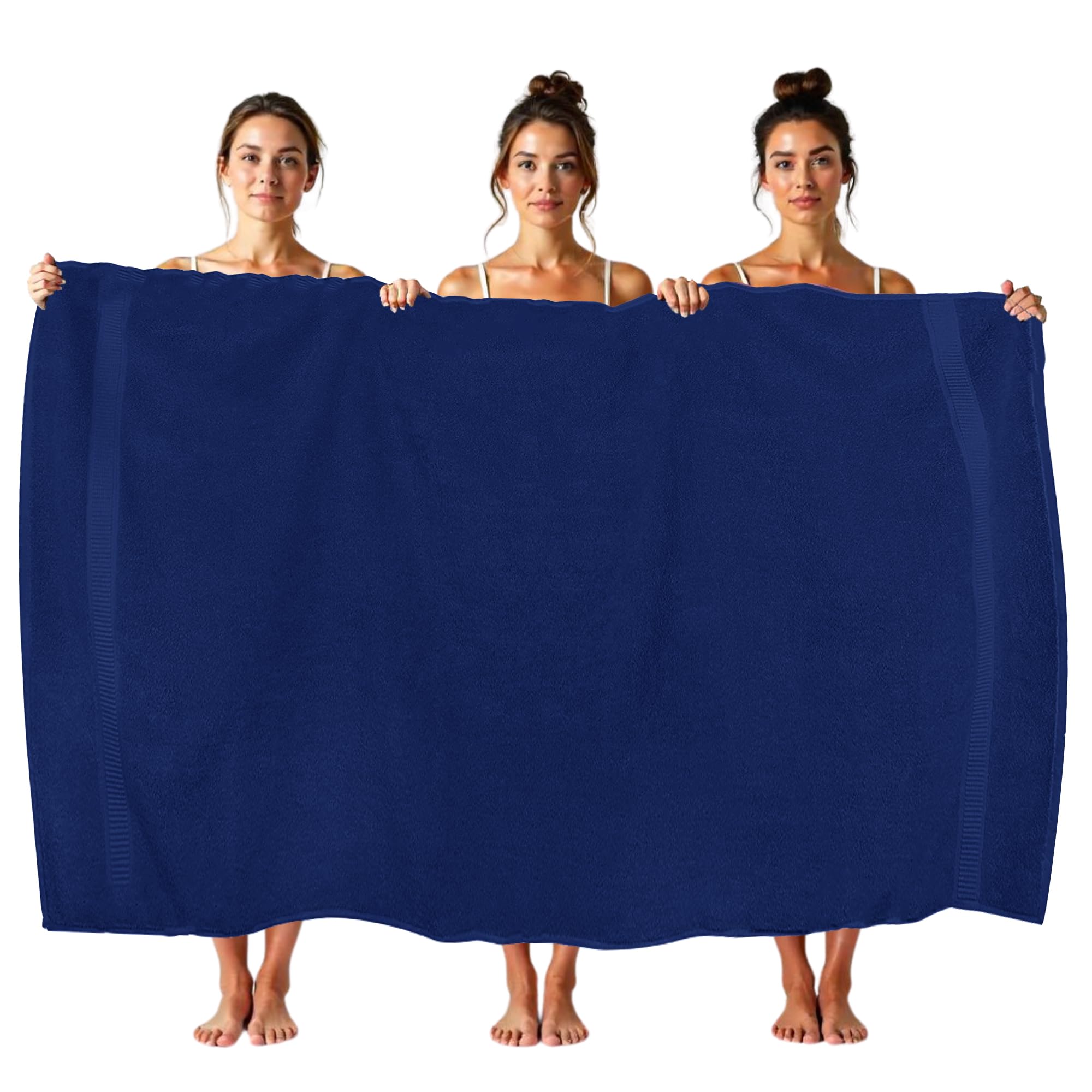 HOUSEGADS Luxury Jumbo Bath Sheet - 600 GSM 100% Ring Spun Cotton - Highly Absorbent and Quick Dry - Extra Large Bath Sheets Towel - Super Soft - Hotel Quality Towels 90 X 180 CM (2, Navy)