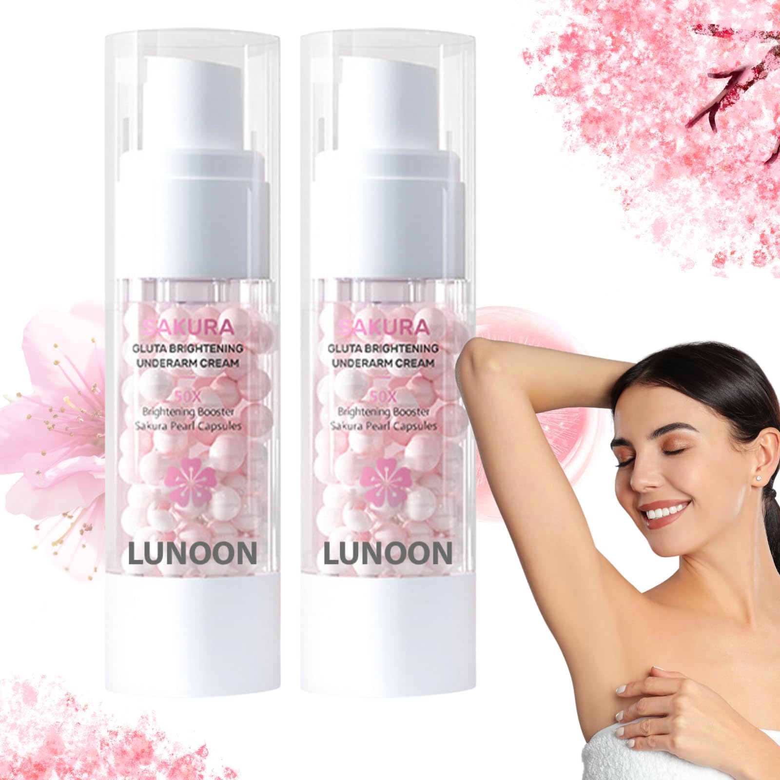 Sakura Gluta Brightening Booster Cream Sakura Gluta Brightening Underarm Cream Pearl Capsules Cream Brightening Underarm Cream Underarm Care Cream (Sakura 2pcs)