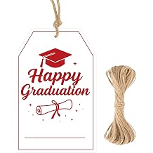 G2PLUS Happy Graduation Tags - Red Graduation Gift Tags with String, Class of 2026 Paper Hang Labels for Congrats Grad Party Favors