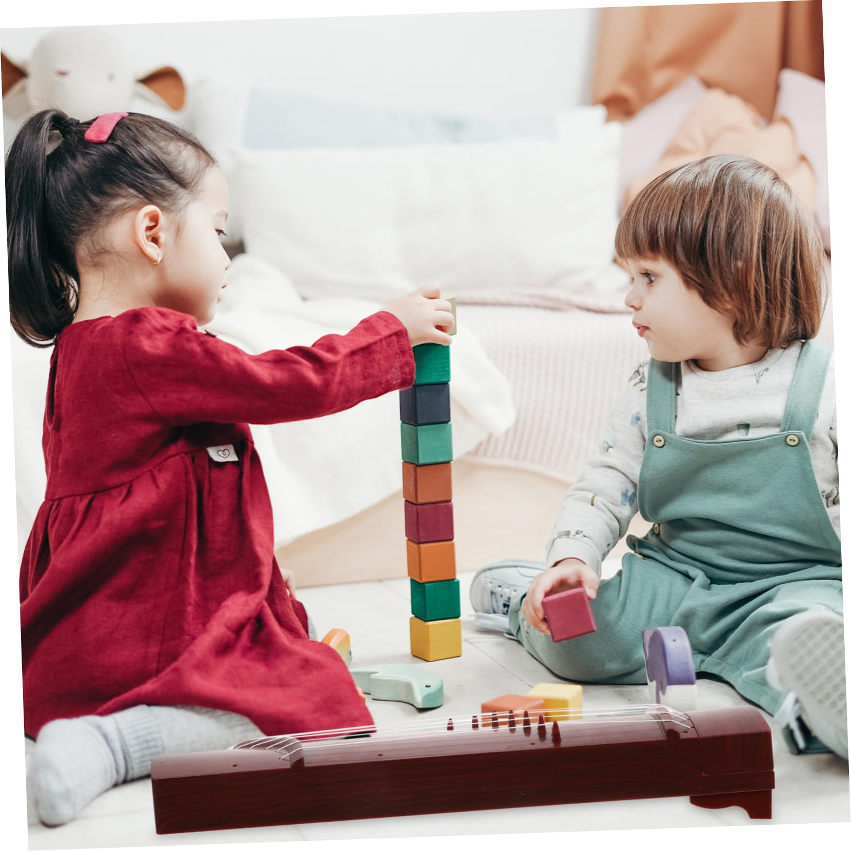 Vaguelly Guzheng Jouet Éducatif Miniature pour Garçon Fille Instrument à Cordes Pratique pour Débutants et Matériau pour Photographie et Décorations